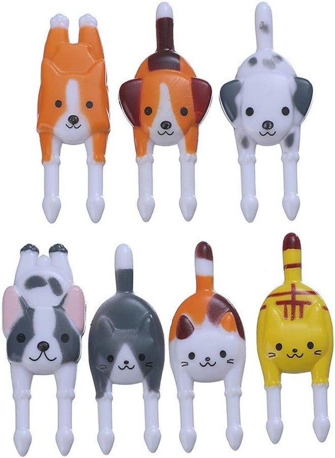 DPWOUM 7PCS Reusable safety Plastic Food Fruit Fork Picks for Kids, Cute Animals Cake Dessert Forks Mini Cartoon Puppy Dog Toothpick for Party supply - Image 1